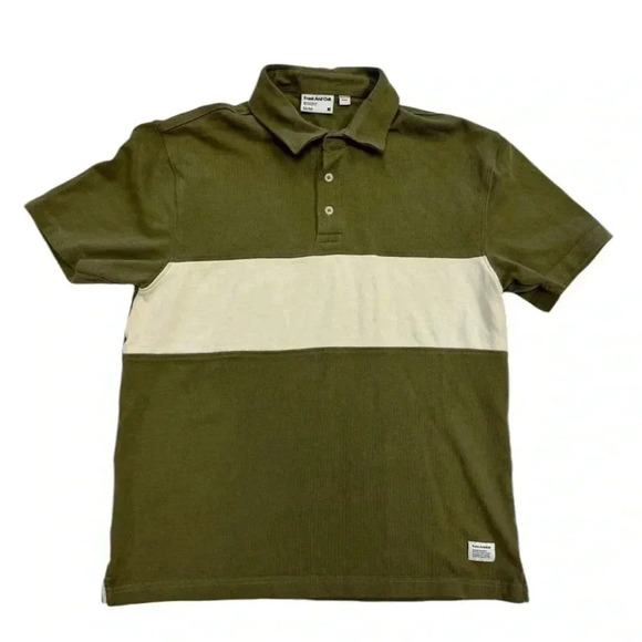 Frank And Oak Green White Short Sleeve Polo Top size Medium - Picture 4 of 11